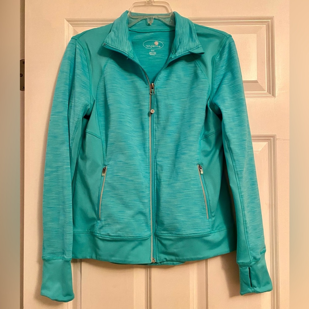 Tangerine small athletic midweight full-zip jacket with zipper pockets